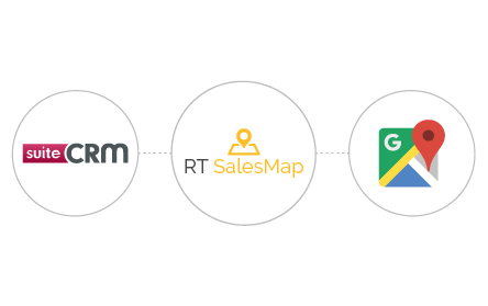 suite CRM, RT SalesMap, and Google Maps logo