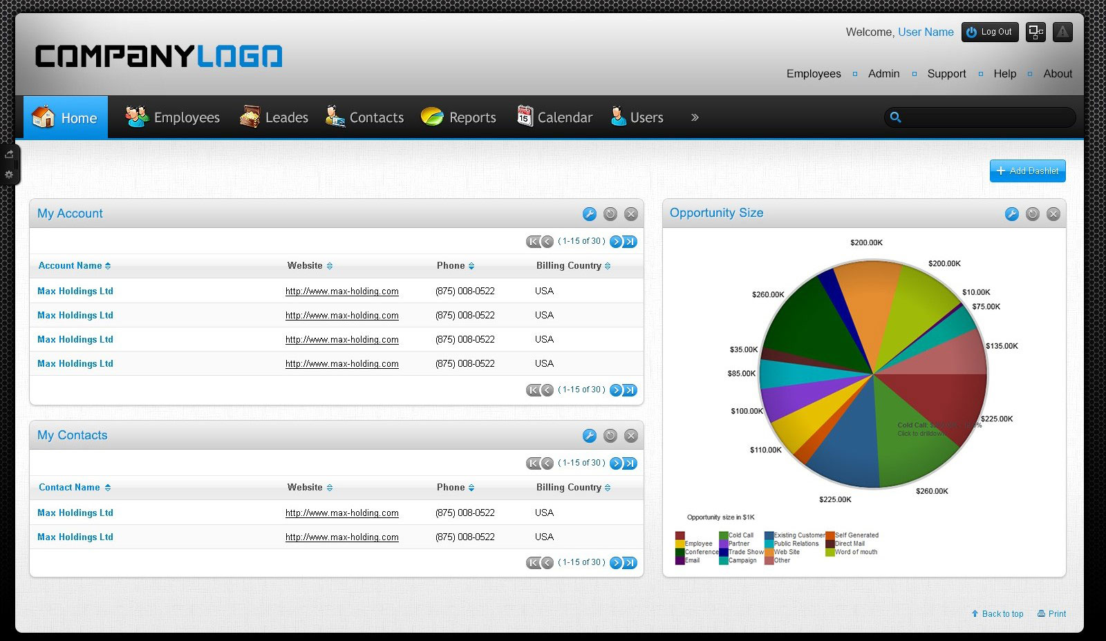 SuiteCRM Customized Themes RT Dynamic